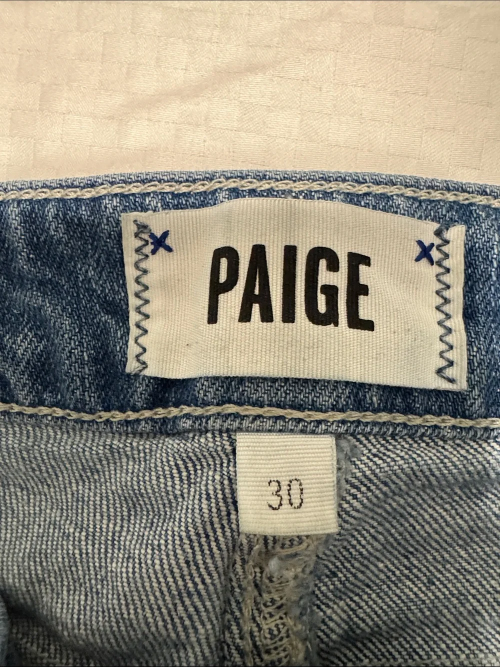 PAIGE Blue Rolled-Hem Denim Shorts